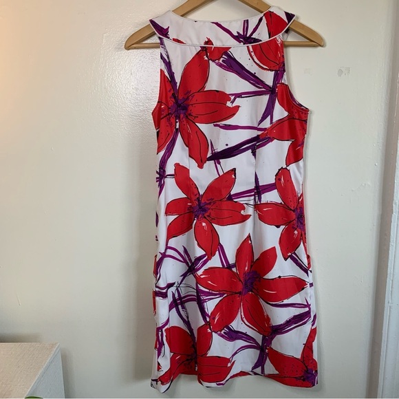 Signature by Sangria Retro Red Floral Sleeveless Shift Sheath Dress Size 4 - Picture 6 of 9